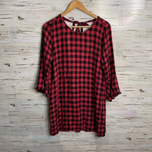Cloth and stone black red plaid dress size  small